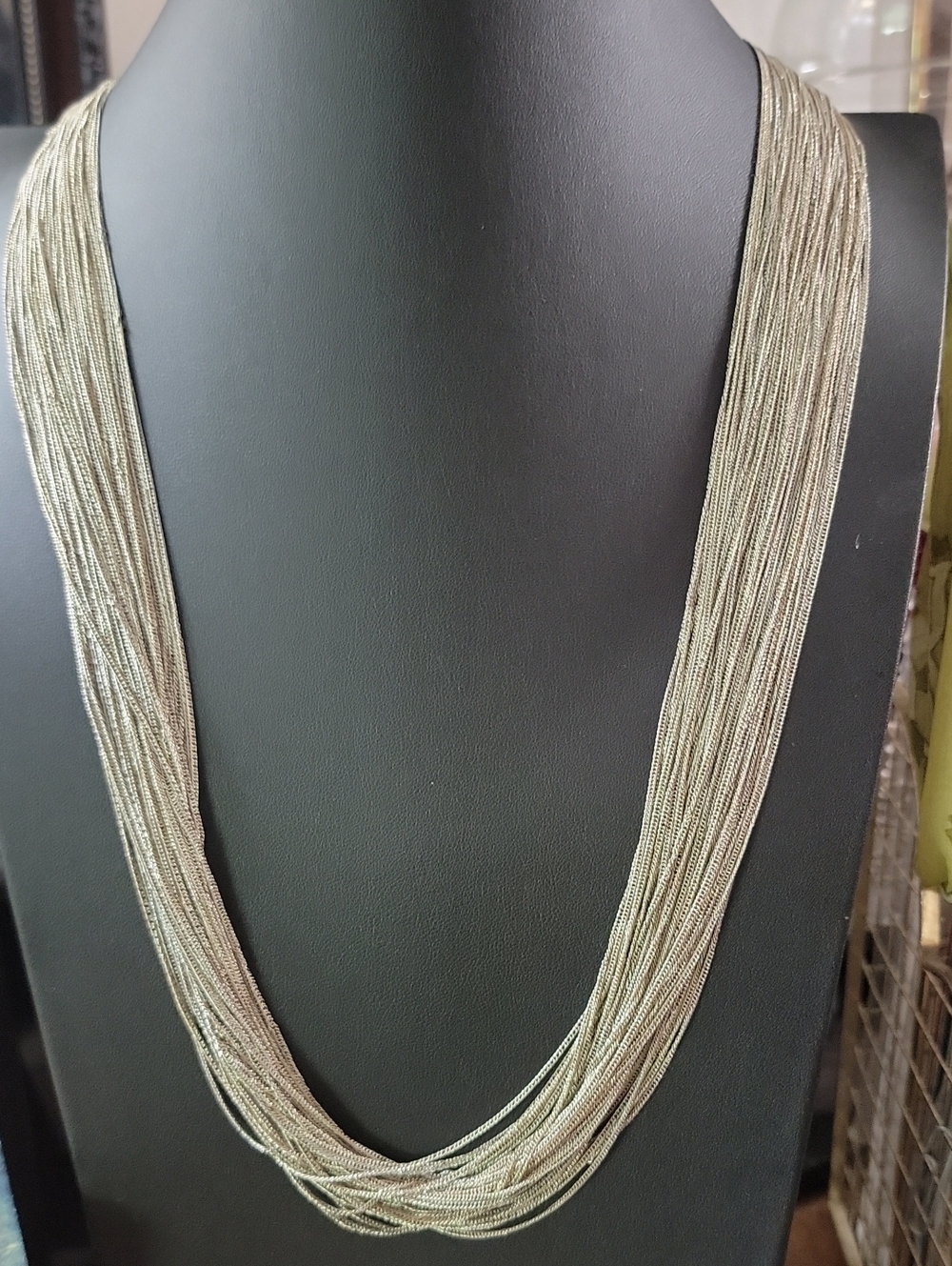 Multi-Strand LDC Metallic Light Gold Long Necklace for Women